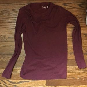 LOFT Long Sleeve Burgundy Tee